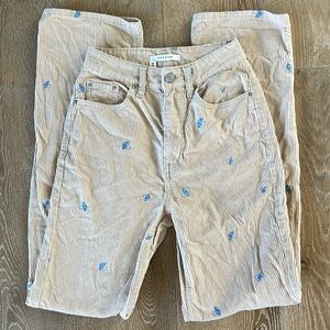 PacSun Corduroy Pants with Mushroom Embroidery size 23